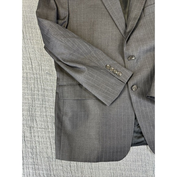 Mens Ralph Lauren Blazer Sport Coat Sport Jacket Wool 44R Black Striped - Picture 4 of 11